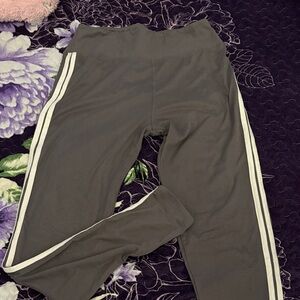 Gray Leggings with White Stripes